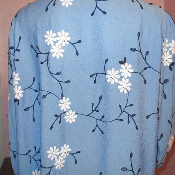 Anthropologie Kindred CROCHET Embroidered TUNIC Size 2X Top 3/4 PUFF SLEEVE Boho - Picture 7 of 7